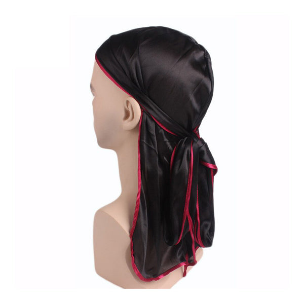 Durag / Du-rag / Do-rag / Bandana - Unisex - Negro con borde rojo