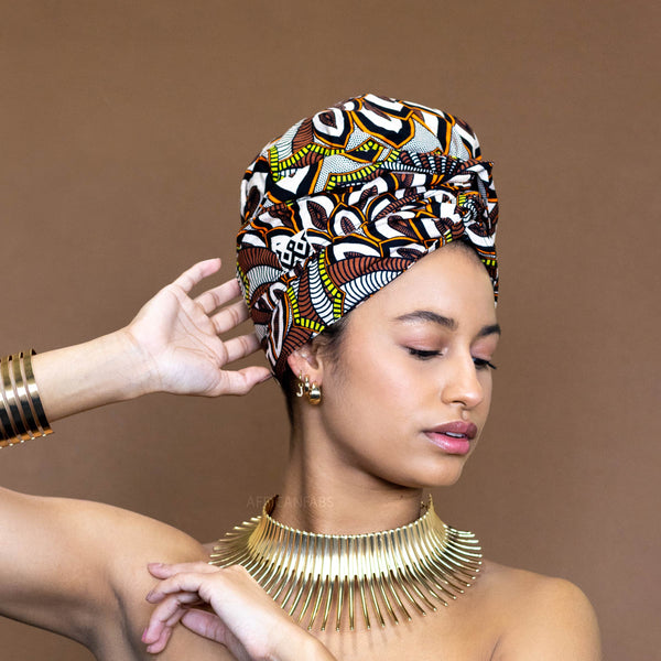 Easy headwrap - Gorro de pelo con forro de satén - Flowervision marrón