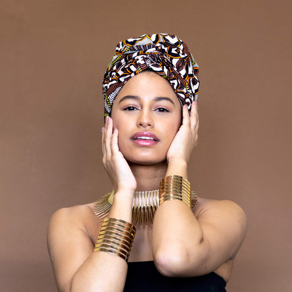 Easy headwrap - Gorro de pelo con forro de satén - Flowervision marrón