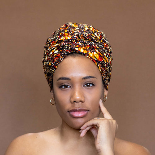 Easy headwrap - Gorro de pelo forrado satinado - Ramas marrón / bronce