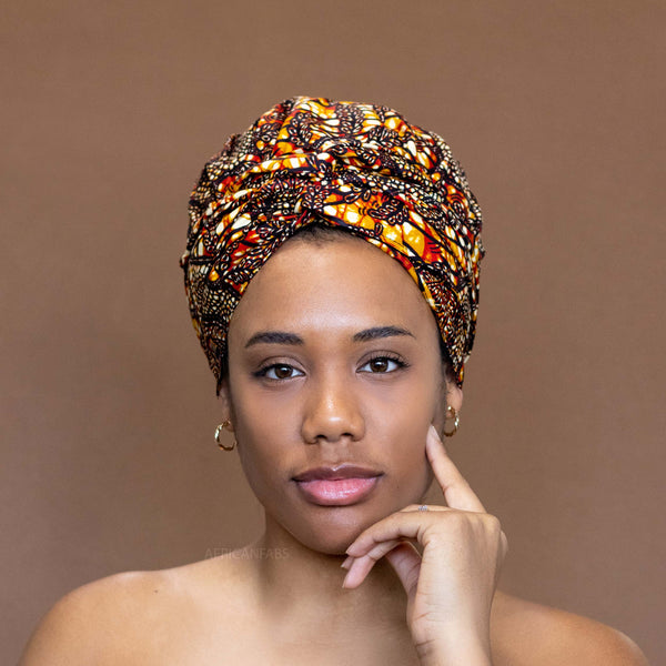 Easy headwrap - Gorro de pelo forrado satinado - Ramas marrón / bronce