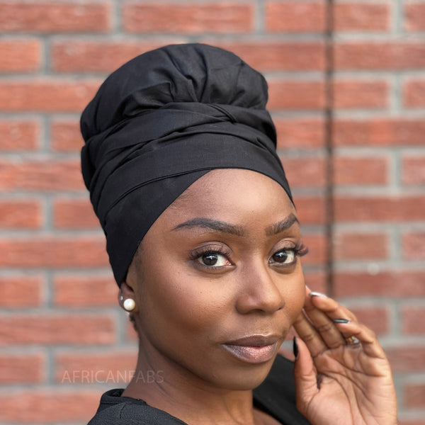 Easy headwrap - Gorro de pelo con forro de satén - Negro