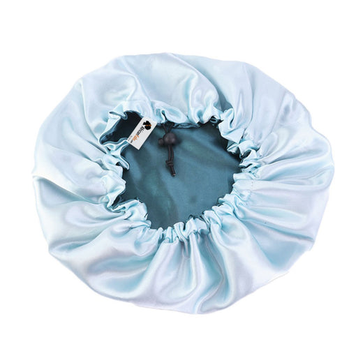 Gorro de pelo de satén verde (gorro de dormir de noche de satén reversible)