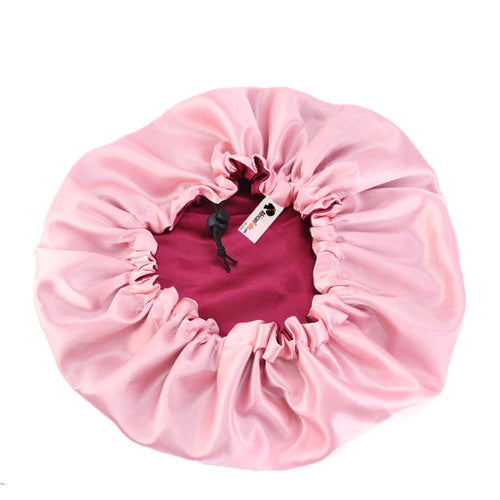 Gorro de pelo de satén rojo (gorro de dormir de noche de satén reversible)