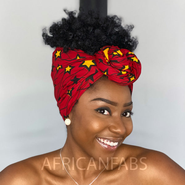 Turbante africano Vlisco - Estrella roja amarilla