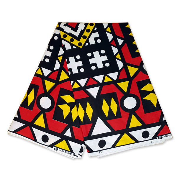 Cinta para la cabeza roja africana Samakaka - Estampado tribal angoleño Samacaca