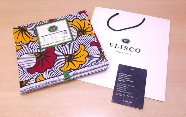 Tela estampada VLISCO Hollandais Wax - FLORES DE BODA BLANCAS