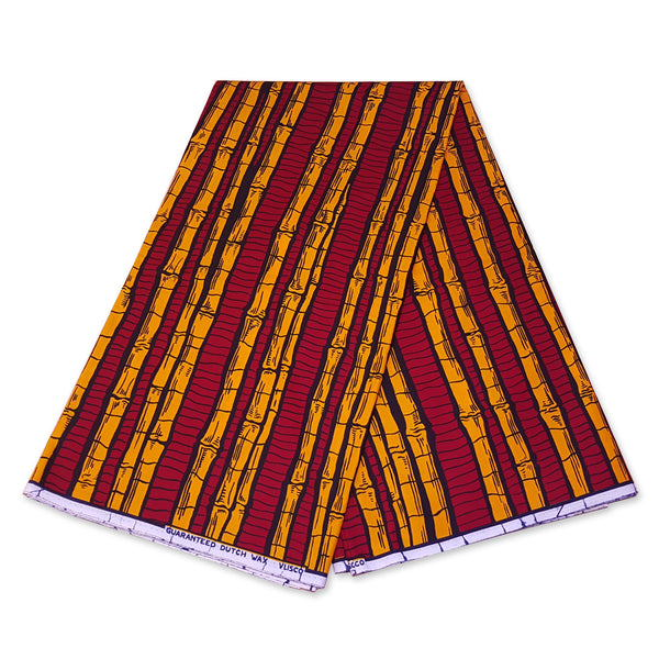 Headwrap africano- Caña de azúcar amarilla roja (Vlisco)