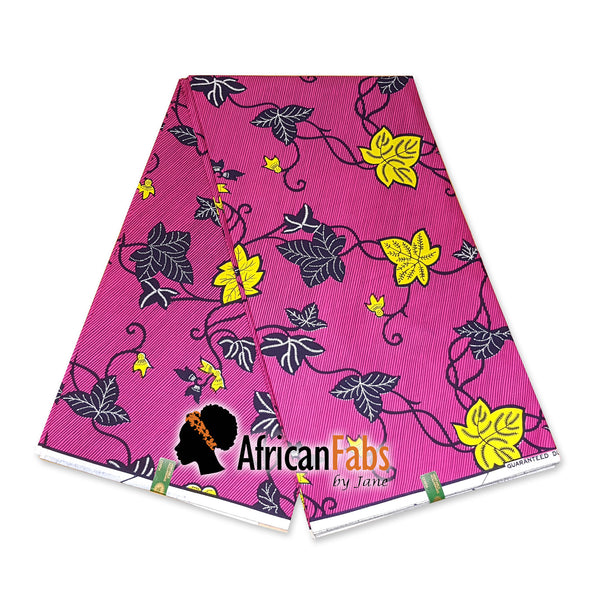 Cinta para la cabeza africana - Sendero de flores rosas / amarillas (Vlisco)