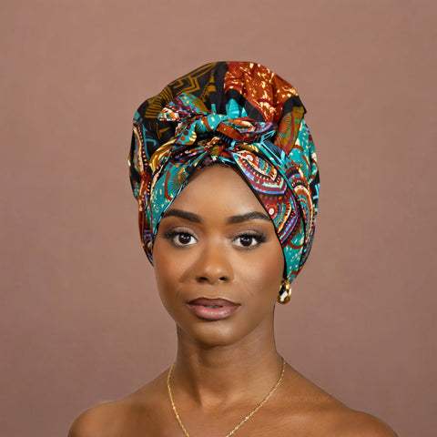 Easy headwrap - Gorro forrado de raso - Turquesa Multicolor 