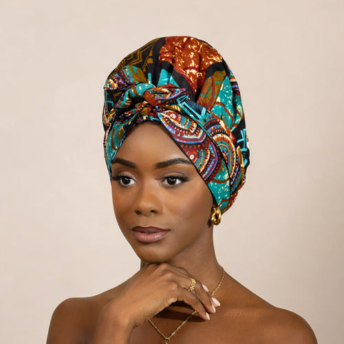 Easy headwrap - Gorro forrado de raso - Turquesa Multicolor 