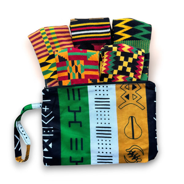 Calcetines africanos / Juego de calcetines afro AKWAABA en bolsa - Juego de 5 pares