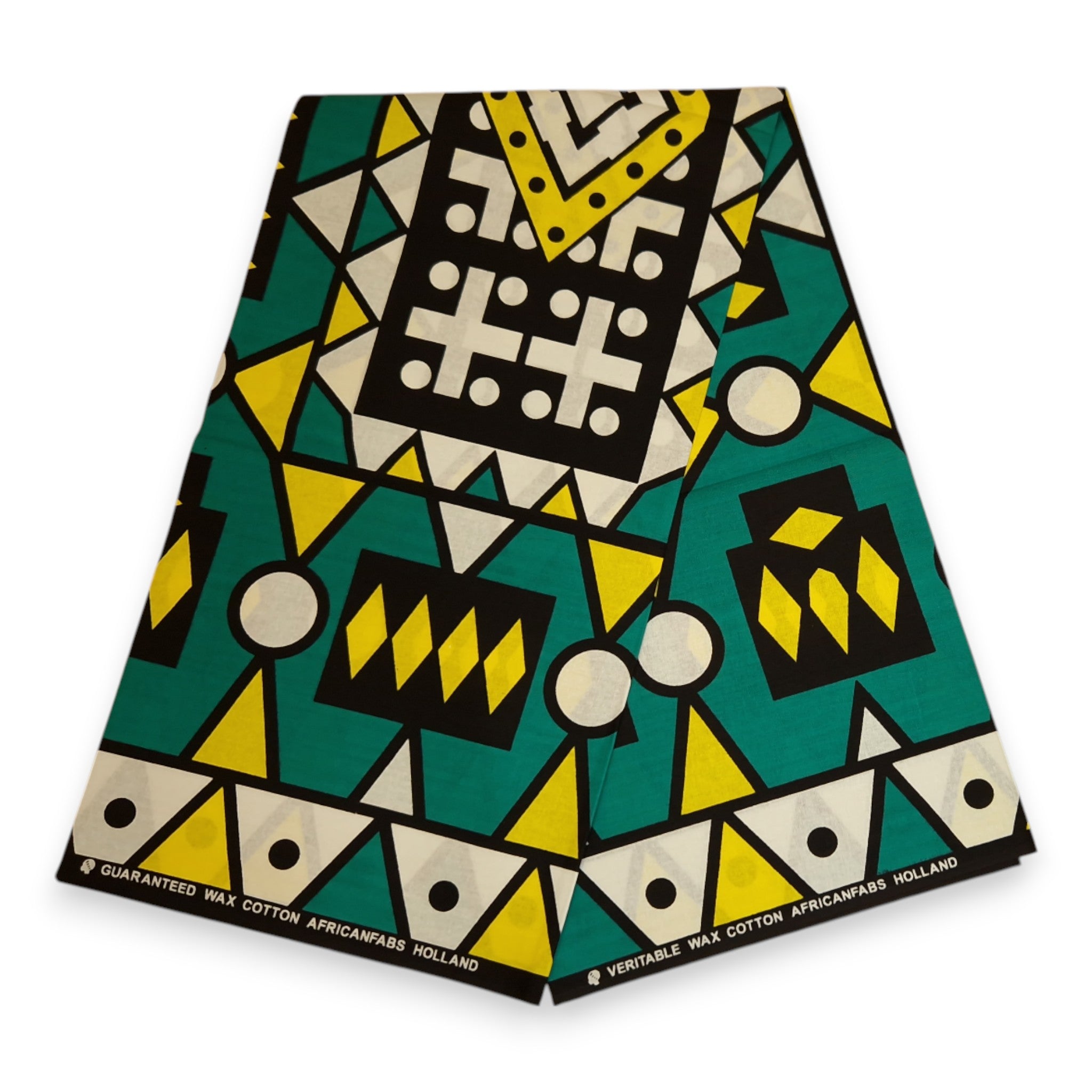 Tela estampada africana - Turquesa Amarillo Samakaka / Samacaca (Angola) - 100% algodón