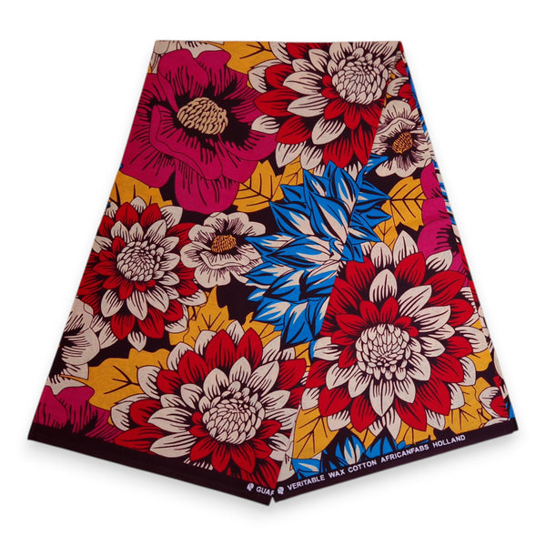 Cinta para la cabeza  africano / Rojo & Azul Flowers