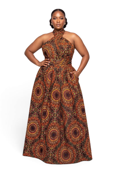 Tela africana wax estampada - Marrón Savanna Sun - 100% algodón