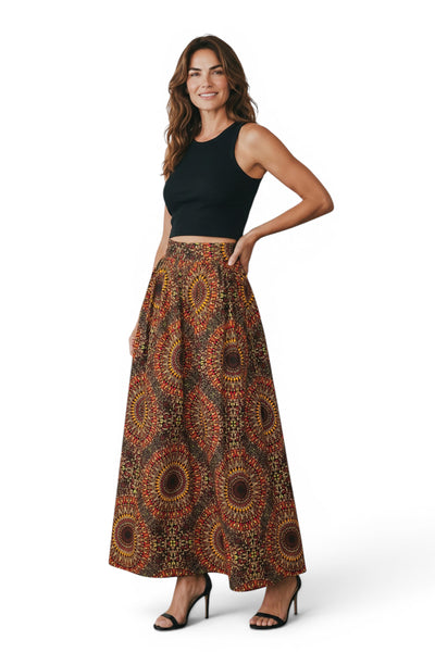 Tela africana wax estampada - Marrón Savanna Sun - 100% algodón