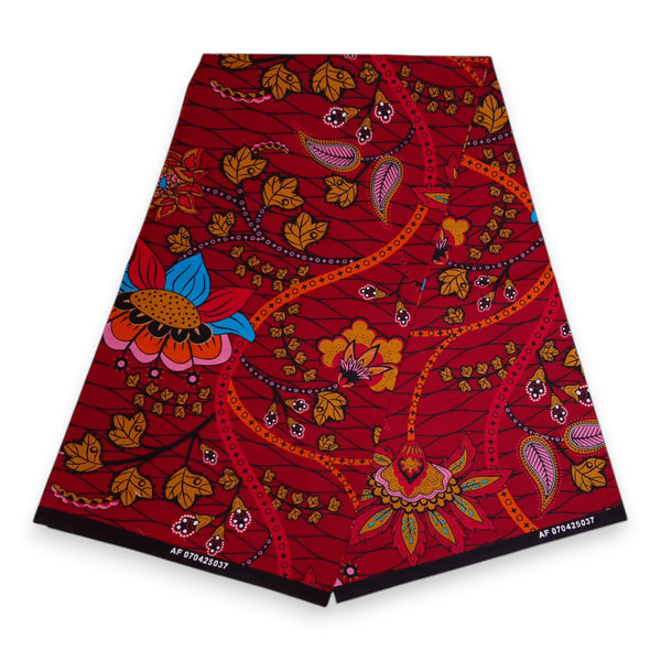 Gorras de visera con estampado africano - Rojo Botanical Flow