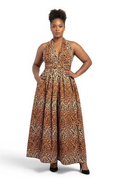 Tela africana wax estampada - Naranja Beige Leopard Spots - 100% algodón