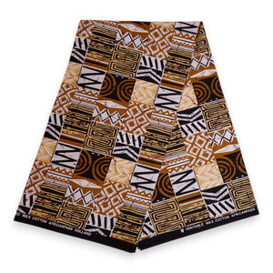 Tela estampada africana - Arena Bogolan Mosaic - 100 % algodón