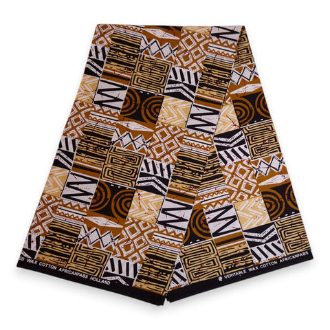 Tela estampada africana - Arena Bogolan Mosaic - 100 % algodón