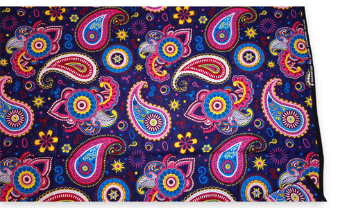 Tela estampada africana - Azul Rosa Paisley - 100 % algodón