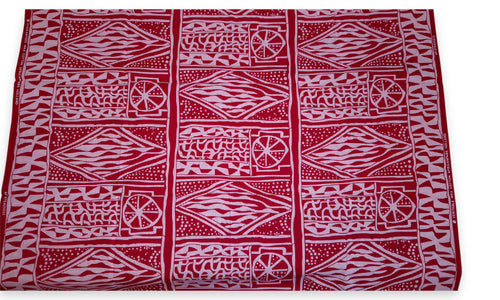Tela estampada africana - Rojo Ndop Cameroon - 100 % algodón