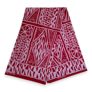 Tela estampada africana - Rojo Ndop Cameroon - 100 % algodón