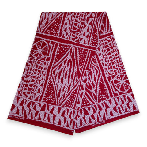 Tela estampada africana - Rojo Ndop Cameroon - 100 % algodón