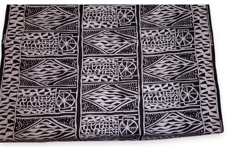 Tela estampada africana - Negro y blanco Ndop Cameroon - 100 % algodón