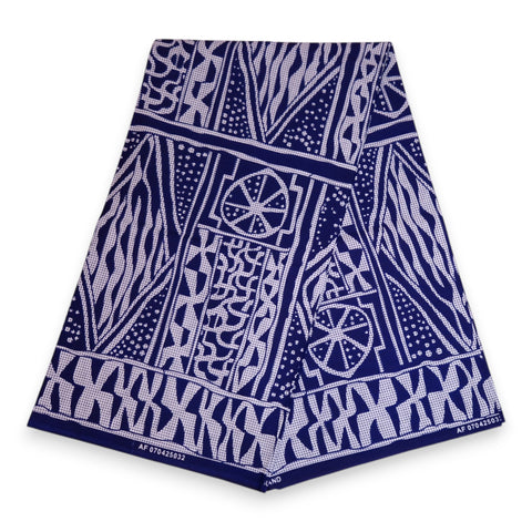 Tela estampada africana - Azul Ndop Cameroon - 100 % algodón