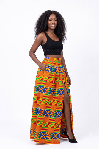 Tela africana wax estampada - Amarillo Azul Kente Print Ghana - 100% algodón