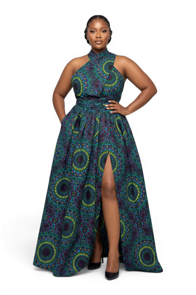Tela africana wax estampada - Verde Amarillo Ocean Eye - 100% algodón