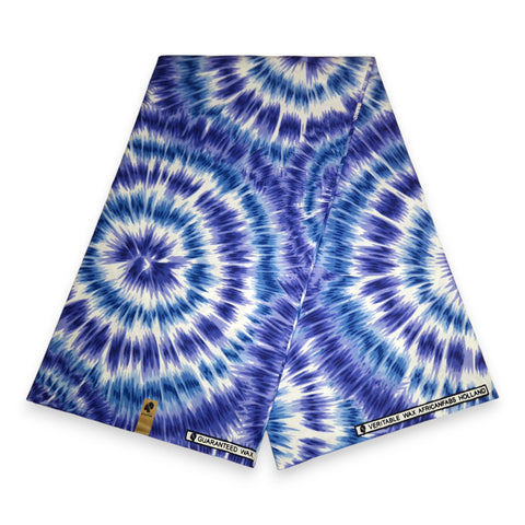 Tela estampada africana - Azul Tie Dye - 100% algodón