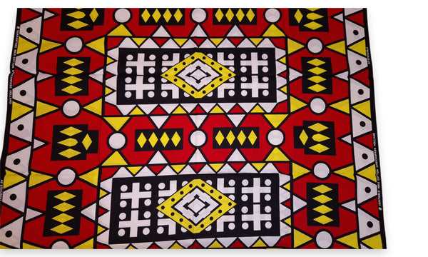 Cinta para la cabeza roja africana Samakaka - Estampado tribal angoleño Samacaca