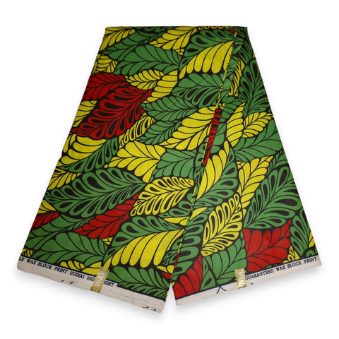 Tela estampada africana - Multicolor Leaves - Polialgodón