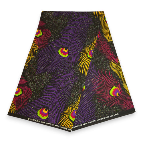 Pañuelo africano -  Morado Amarillo Royal Peacock