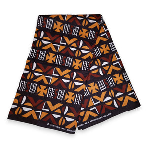 African Marrón Cross Bogolan / Mud cloth tela estampada / tela (malí tradicional)