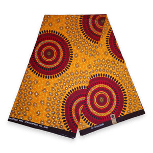 Tela estampada africana - Naranja Dotted Patterns - 100% algodón
