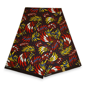 Tela estampada africana - Rojo Feathers - 100% algodón