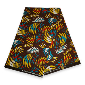 Tela estampada africana - Multicolor Feathers - 100% algodón