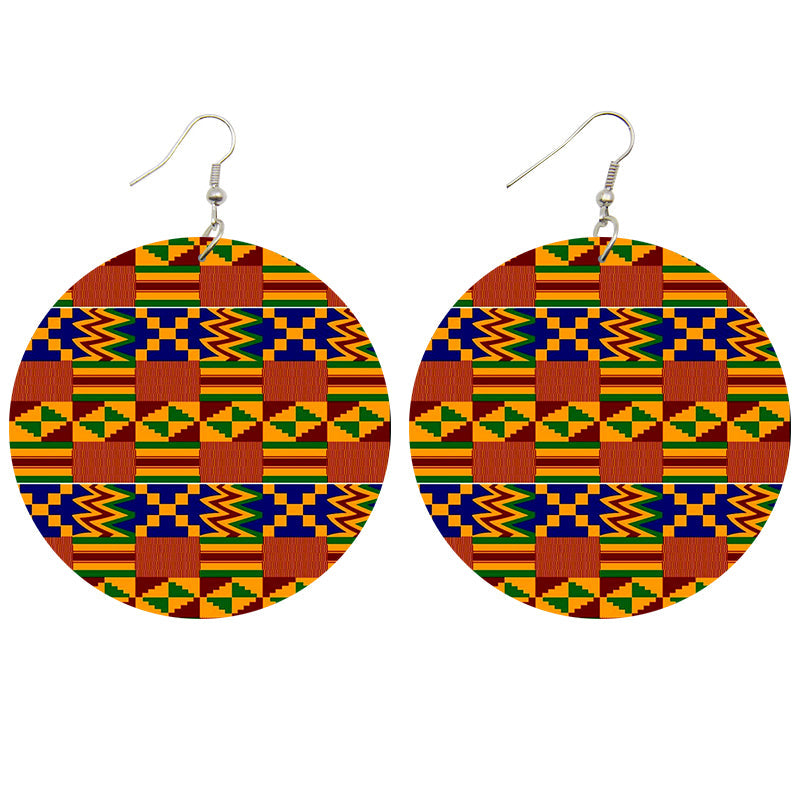 Pendientes estampado Kente Rojo / Azul / Amarillo / Verde