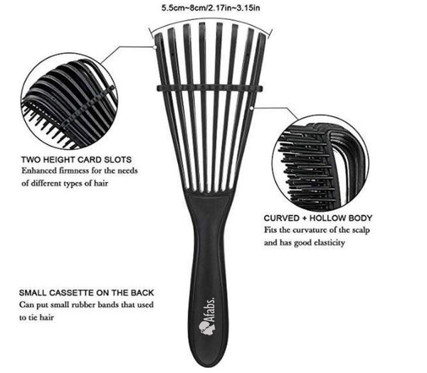Cepillo desenredante negro + Gorro de pelo satinado negro/gris | Peine para rizos | cepillo de pelo afro
