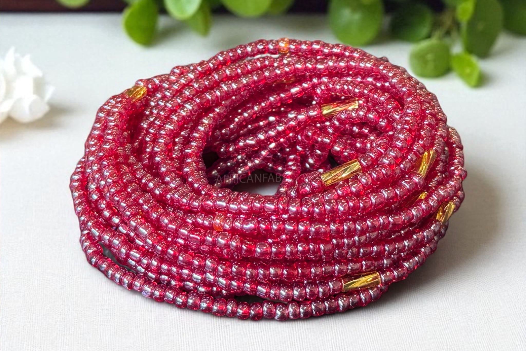 Perlas de cintura / Cadena de cadera africana - Adolor - Arándano (elástico)