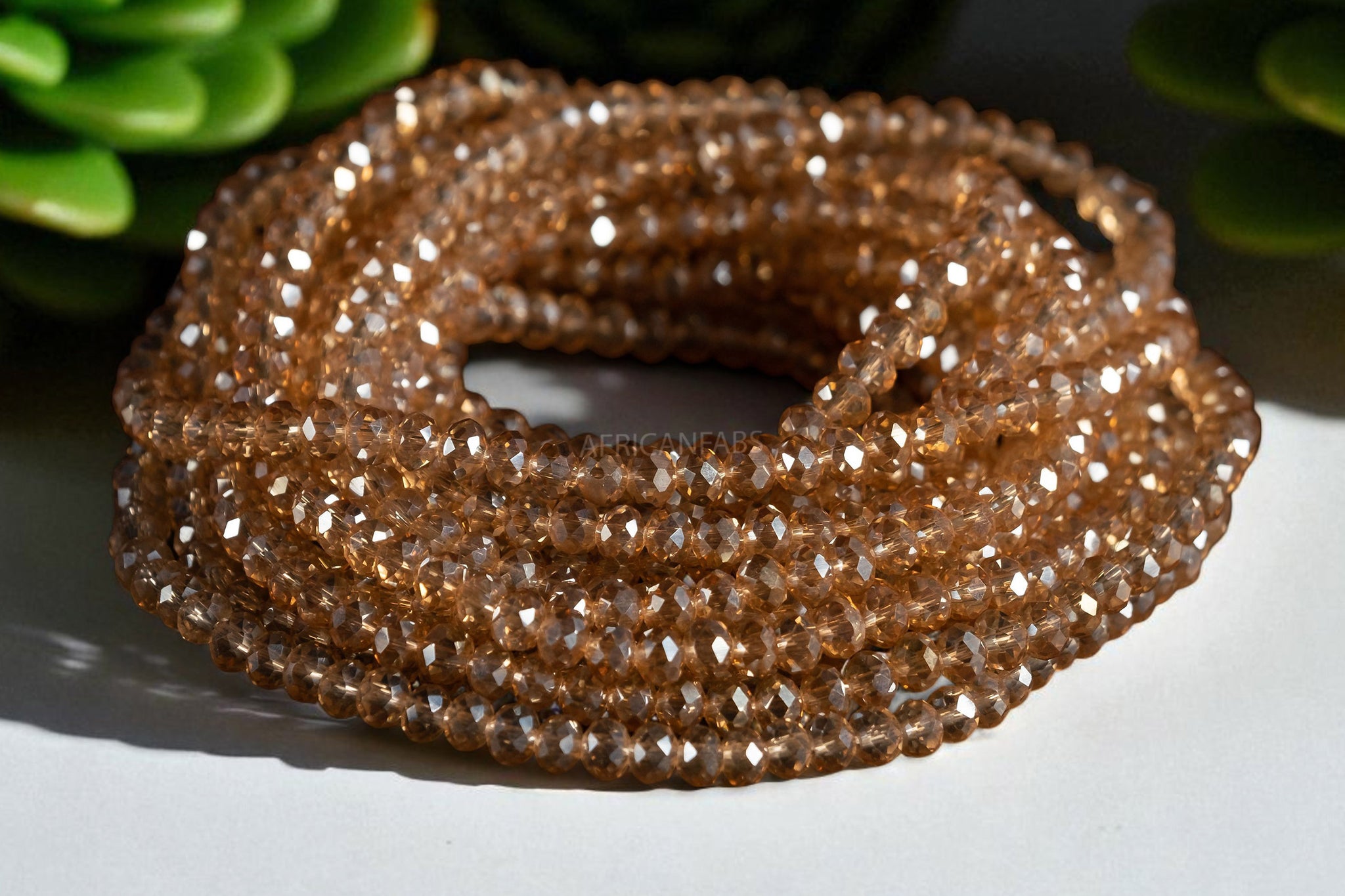 Perlas de cintura / Cadena de cintura africana - IVIE- Cristal dorado (elástico)