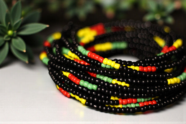 Perlas de cintura / Cadena de cadera africana - ITOHAN- Negro mezcla de colores (elástico)