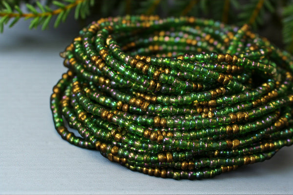 Perlas de cintura / Cadena de cintura africana - OGHOGHO - Verde / dorado (elástico)