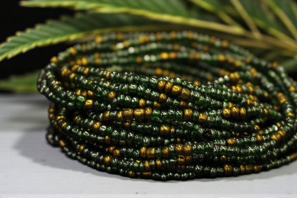 Perlas de cintura / Cadena de cadera africana - AKPATA - Verde (elástico)