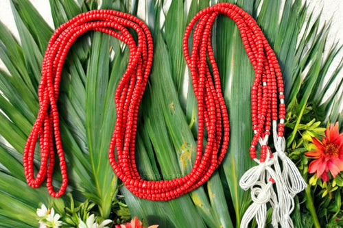 Perlas de cintura / Cadena de cadera africana - Abiémwénse - Rojo (Cordón tradicional no elástico)