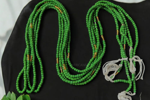 Perlas de cintura / Cadena de cadera africana - Abele - Verde (Cordón tradicional no elástico)