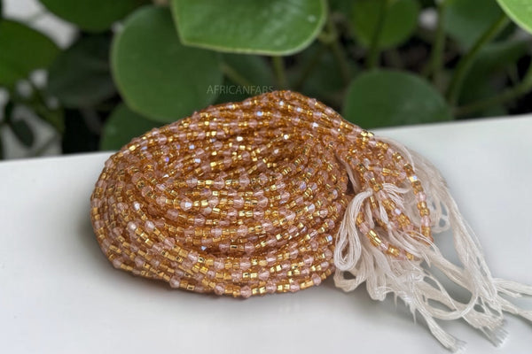 Waist Beads / African Hip Chain - Gold Ebube (Traditional non-elastic string)